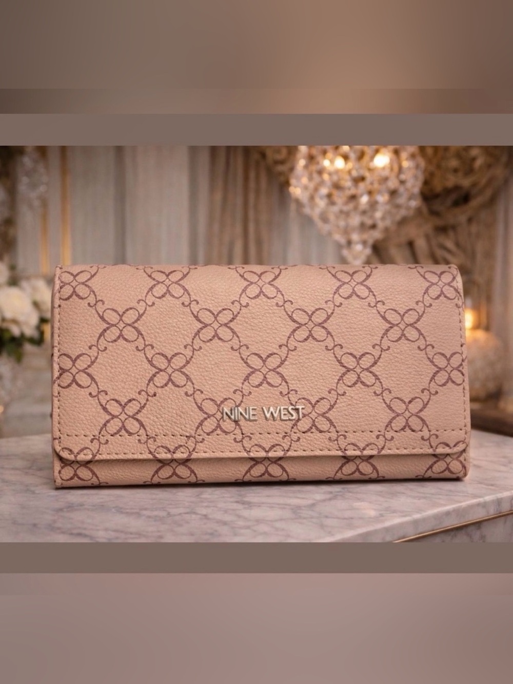 Nine West Blush Pink Monogram Flap Wallet